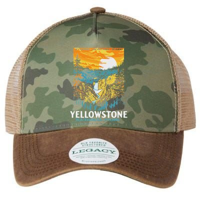 Retro Yellowstone National Park Wpa Style Lower Falls Legacy Tie Dye Trucker Hat