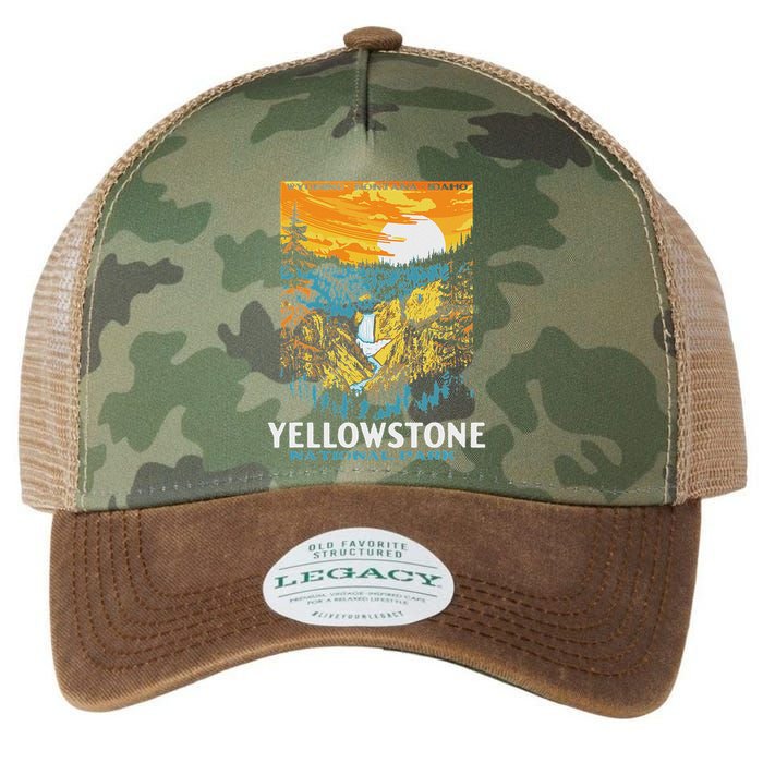 Retro Yellowstone National Park Wpa Style Lower Falls Legacy Tie Dye Trucker Hat