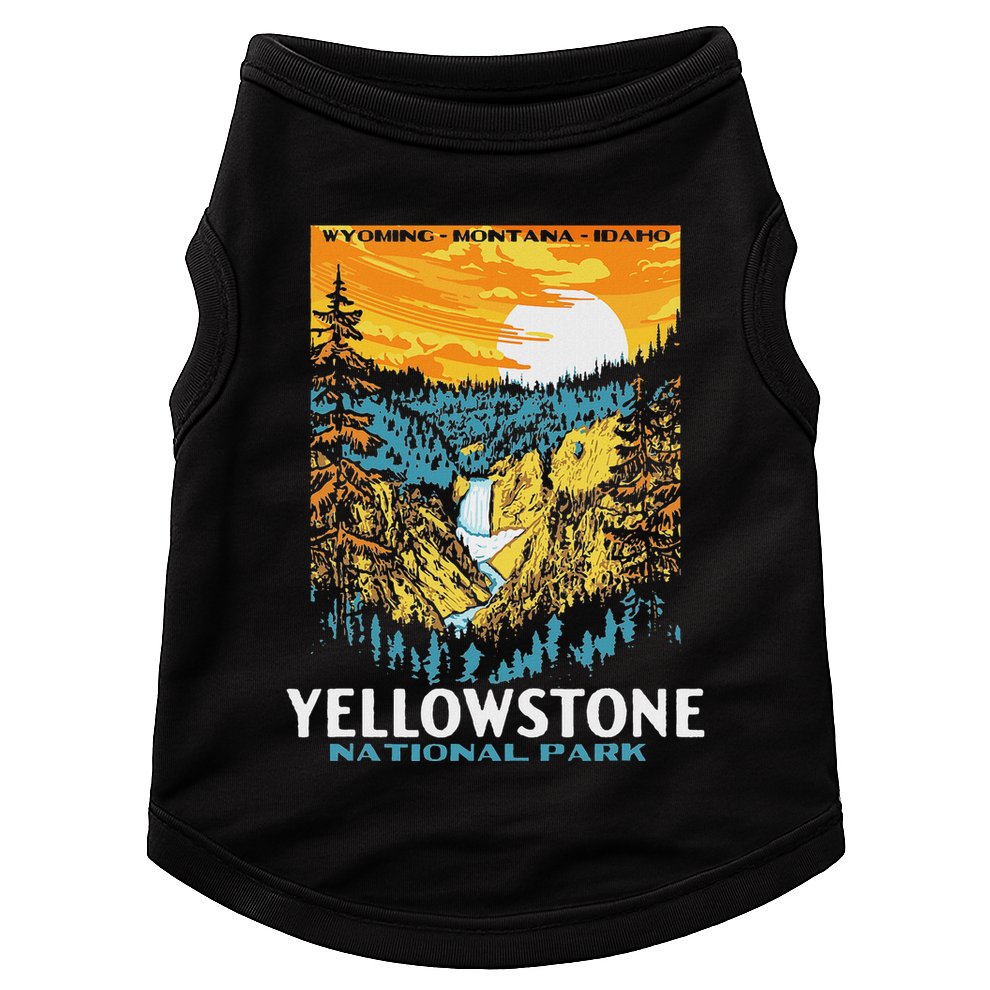 Retro Yellowstone National Park Wpa Style Lower Falls Doggie Tank