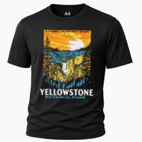 Retro Yellowstone National Park Wpa Style Lower Falls Cooling Performance Crew T-Shirt