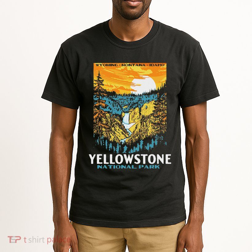 Retro Yellowstone National Park Wpa Style Lower Falls Tall T-Shirt
