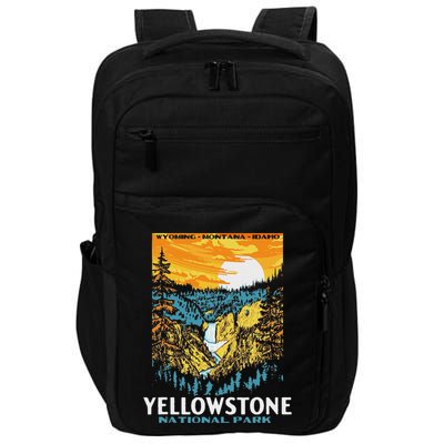 Retro Yellowstone National Park Wpa Style Lower Falls Impact Tech Backpack