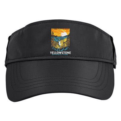Retro Yellowstone National Park Wpa Style Lower Falls Adult Drive Performance Visor