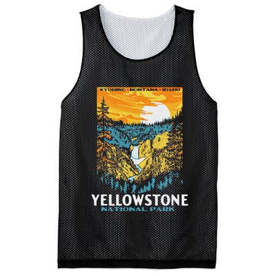 Retro Yellowstone National Park Wpa Style Lower Falls Mesh Reversible Basketball Jersey Tank