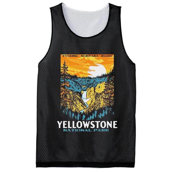 Retro Yellowstone National Park Wpa Style Lower Falls Mesh Reversible Basketball Jersey Tank