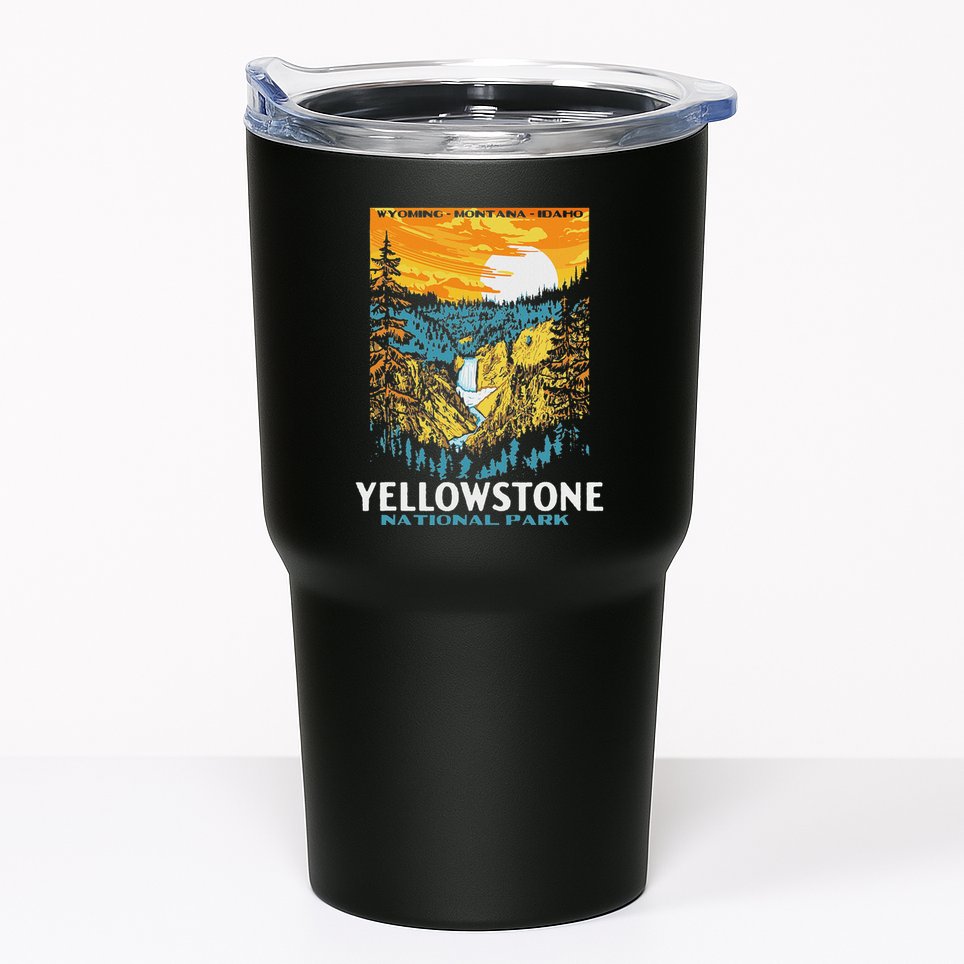 Retro Yellowstone National Park Wpa Style Lower Falls Tumbler