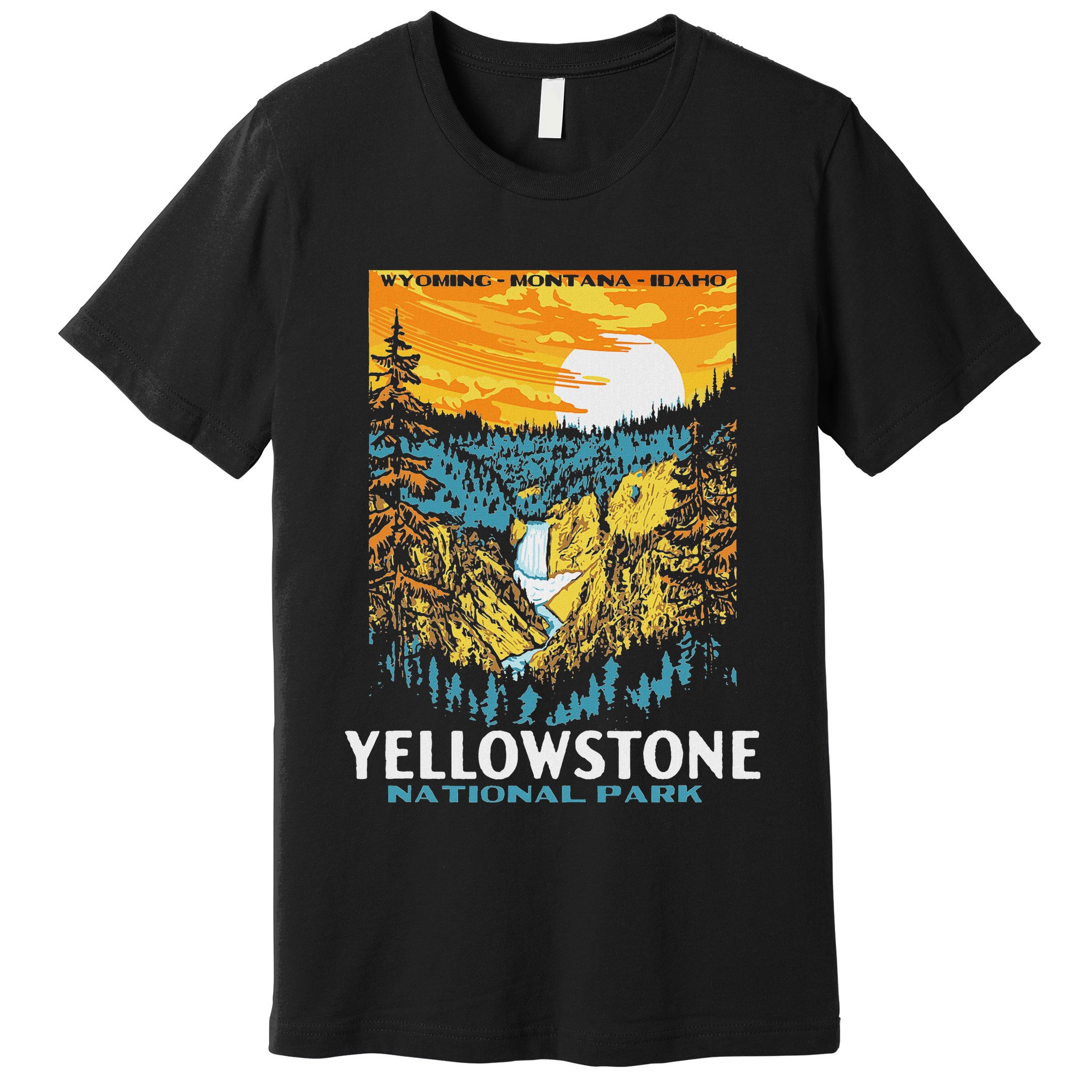 Retro Yellowstone National Park Wpa Style Lower Falls Premium T-Shirt