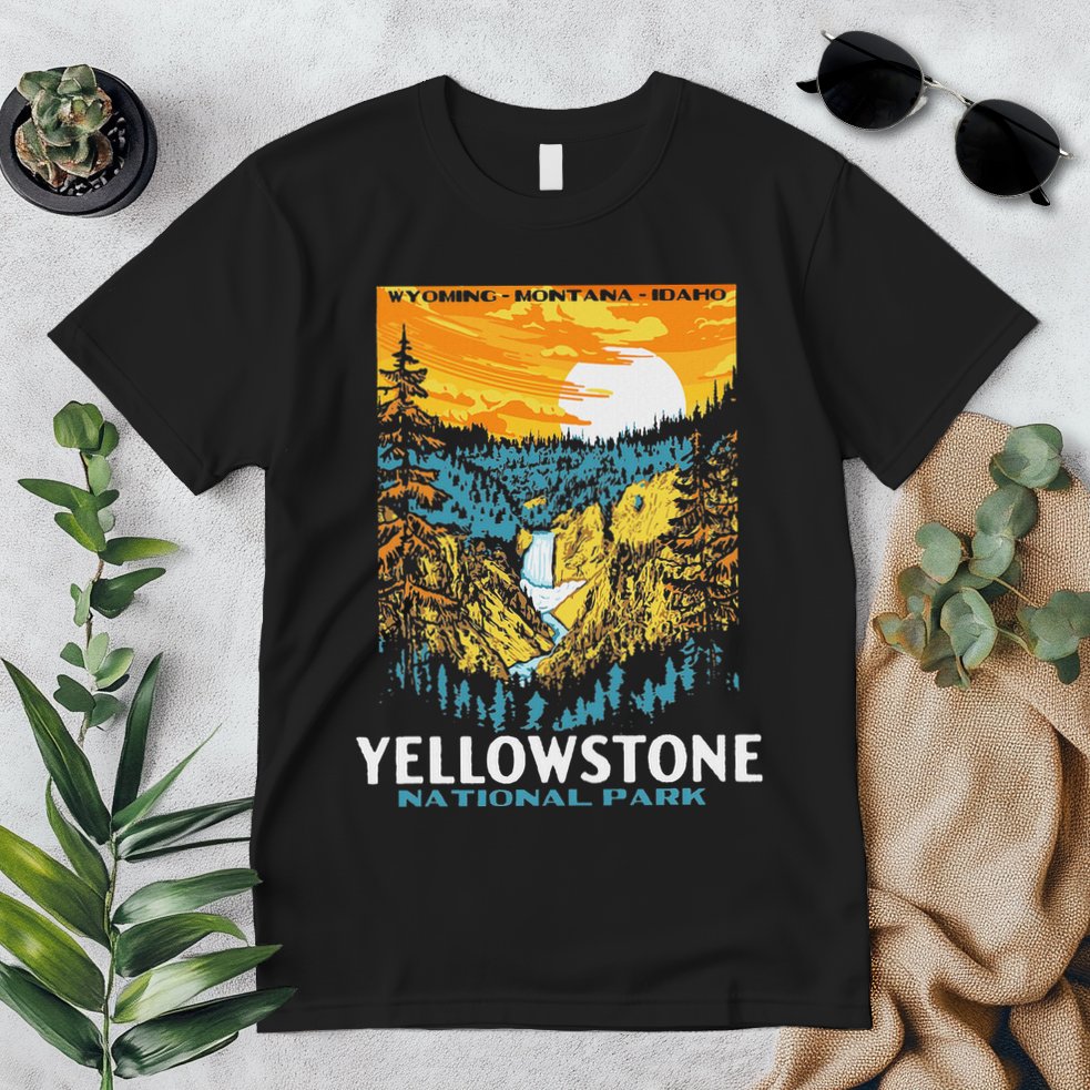 Retro Yellowstone National Park Wpa Style Lower Falls Premium T-Shirt