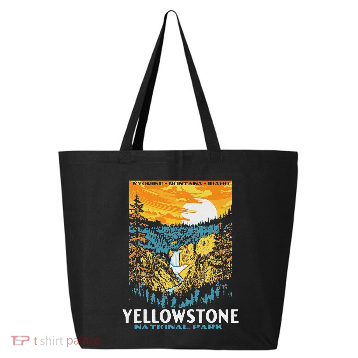 Retro Yellowstone National Park Wpa Style Lower Falls 25L Jumbo Tote