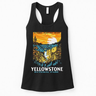 Retro Yellowstone National Park Wpa Style Lower Falls Womens Tank Top
