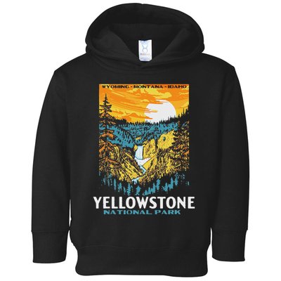 Retro Yellowstone National Park Wpa Style Lower Falls Toddler Hoodie