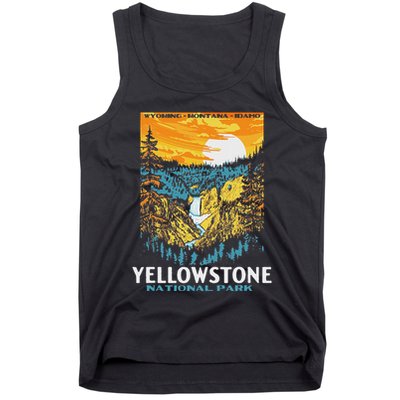 Retro Yellowstone National Park Wpa Style Lower Falls Tank Top