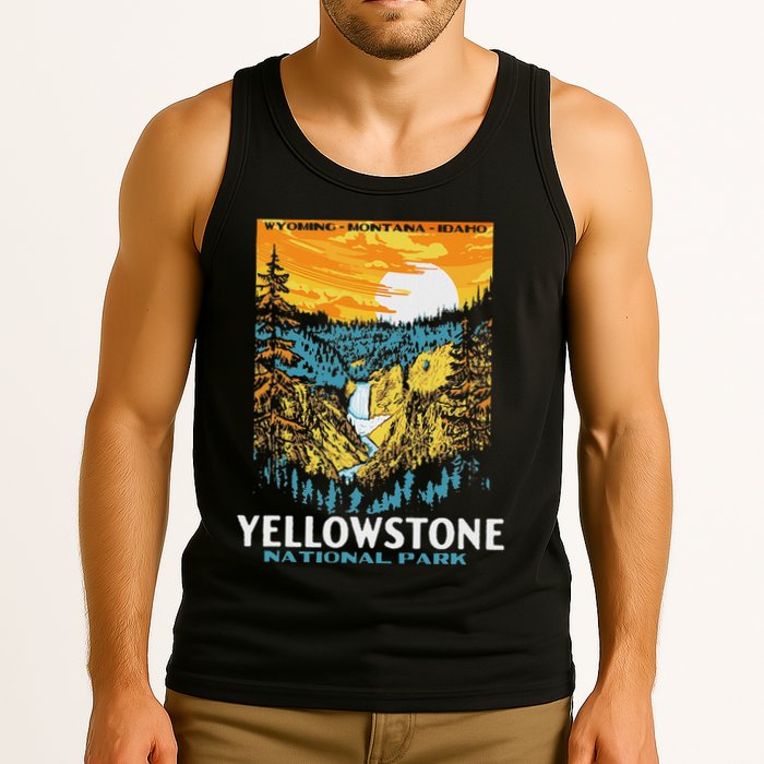 Retro Yellowstone National Park Wpa Style Lower Falls Tank Top