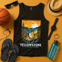 Retro Yellowstone National Park Wpa Style Lower Falls Tank Top