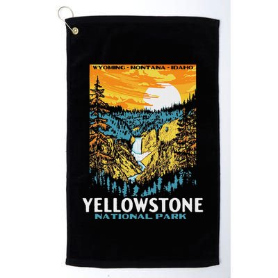 Retro Yellowstone National Park Wpa Style Lower Falls Golf Towel