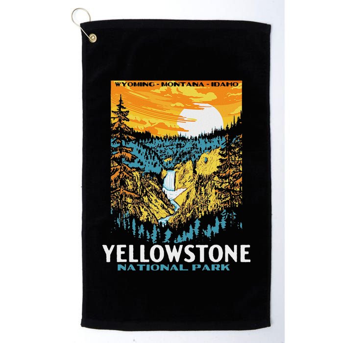 Retro Yellowstone National Park Wpa Style Lower Falls Golf Towel