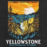 Retro Yellowstone National Park Wpa Style Lower Falls Golf Towel