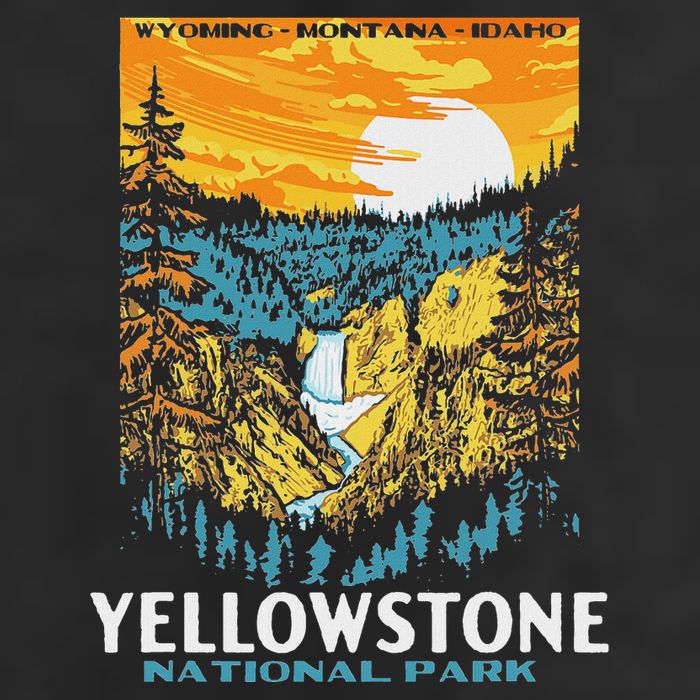 Retro Yellowstone National Park Wpa Style Lower Falls Golf Towel