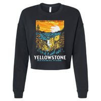 Retro Yellowstone National Park Wpa Style Lower Falls Cropped Pullover Crew