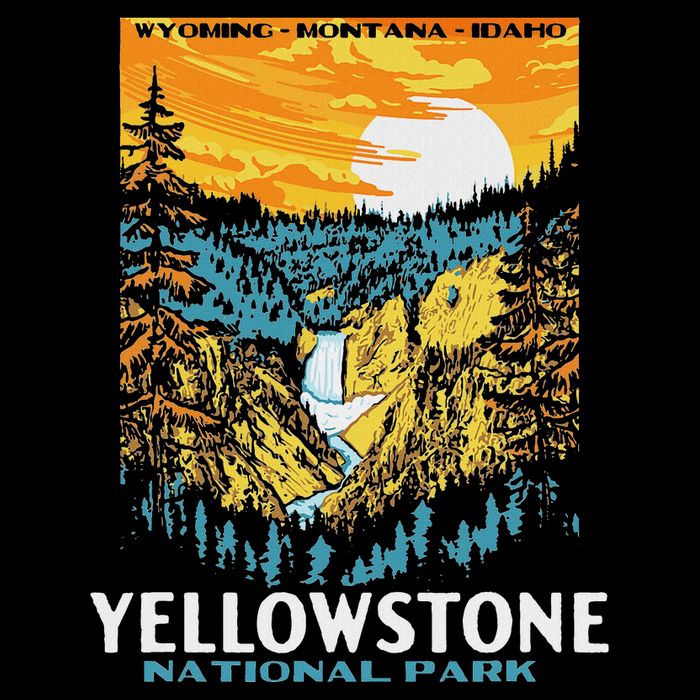 Retro Yellowstone National Park Wpa Style Lower Falls Wool Snapback Cap