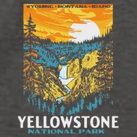 Retro Yellowstone National Park Wpa Style Lower Falls Vector Backpack