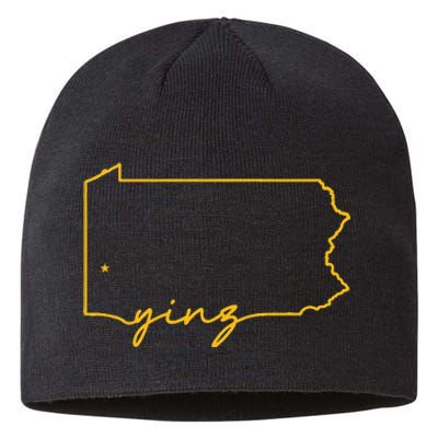 Retro Yinz Pittsburgh PA Home State Outline Sustainable Beanie