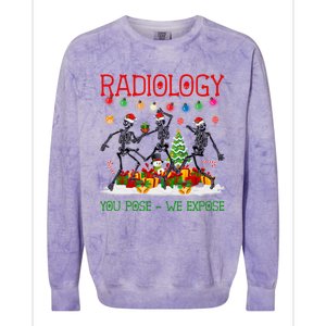 Radiology You Pose We Expose Dancing Skeletons Xmas Pajama Funny Gift Colorblast Crewneck Sweatshirt