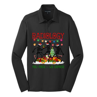 Radiology You Pose We Expose Dancing Skeletons Xmas Pajama Funny Gift Silk Touch Performance Long Sleeve Polo