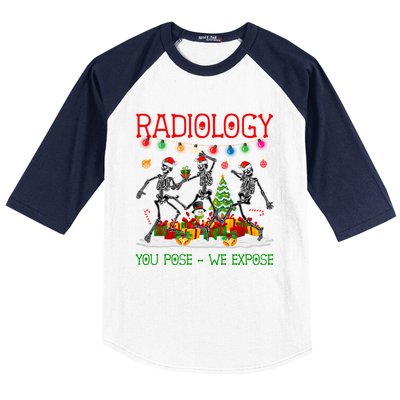 Radiology You Pose We Expose Dancing Skeletons Xmas Pajama Funny Gift Baseball Sleeve Shirt