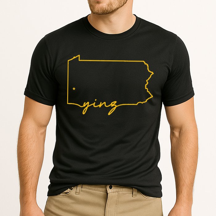Retro Yinz Pittsburgh PA Home State Outline Performance Shirt
