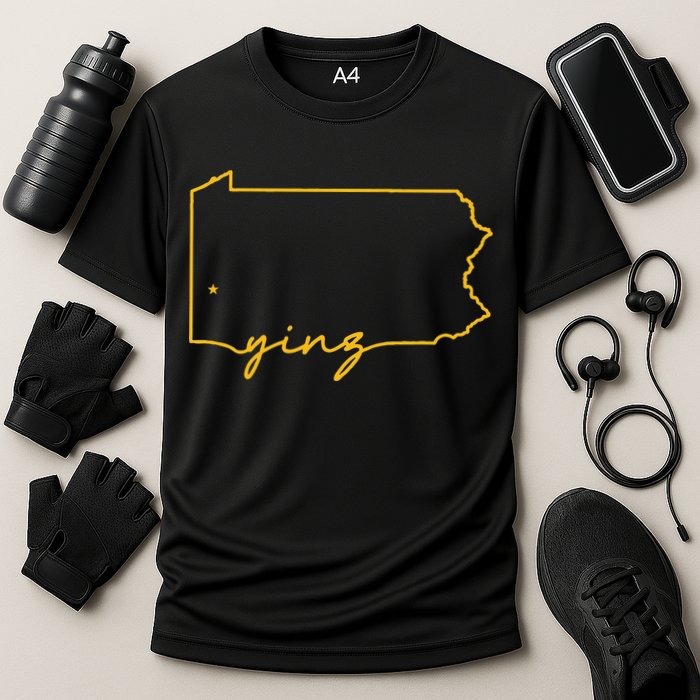 Retro Yinz Pittsburgh PA Home State Outline Performance Shirt