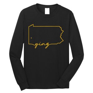 Retro Yinz Pittsburgh PA Home State Outline Long Sleeve Shirt