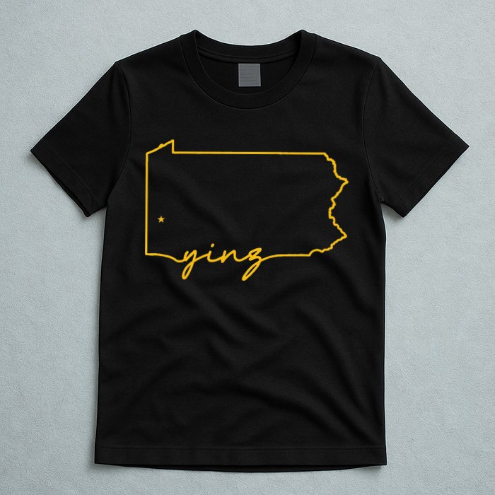 Retro Yinz Pittsburgh PA Home State Outline T-Shirt