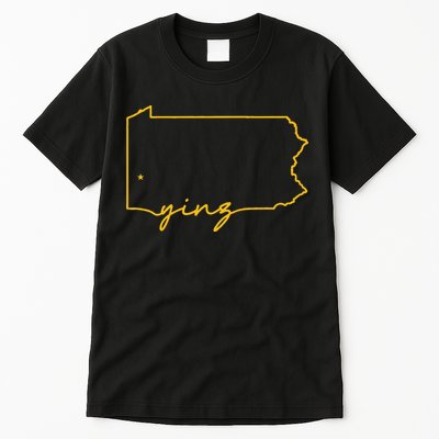 Retro Yinz Pittsburgh PA Home State Outline Tall T-Shirt