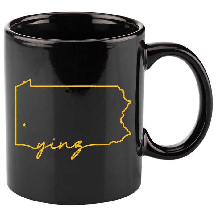 Retro Yinz Pittsburgh PA Home State Outline 11oz C Handle Ceramic Mug