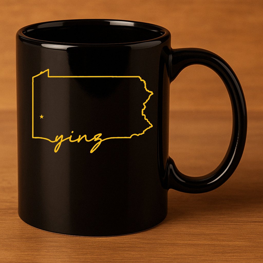 Retro Yinz Pittsburgh PA Home State Outline 11oz C Handle Ceramic Mug