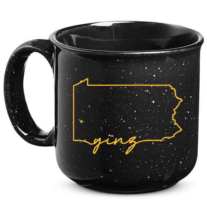 Retro Yinz Pittsburgh PA Home State Outline 15oz Campfire Ceramic Mug