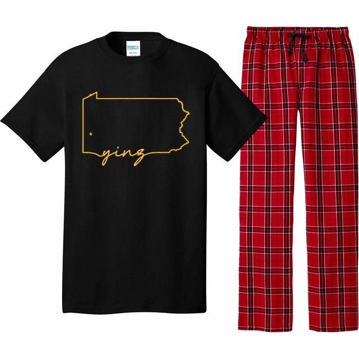 Retro Yinz Pittsburgh PA Home State Outline Pajama Set