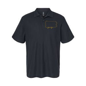 Retro Yinz Pittsburgh PA Home State Outline Softstyle Adult Sport Polo