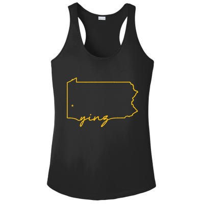 Retro Yinz Pittsburgh PA Home State Outline Ladies PosiCharge Competitor Racerback Tank