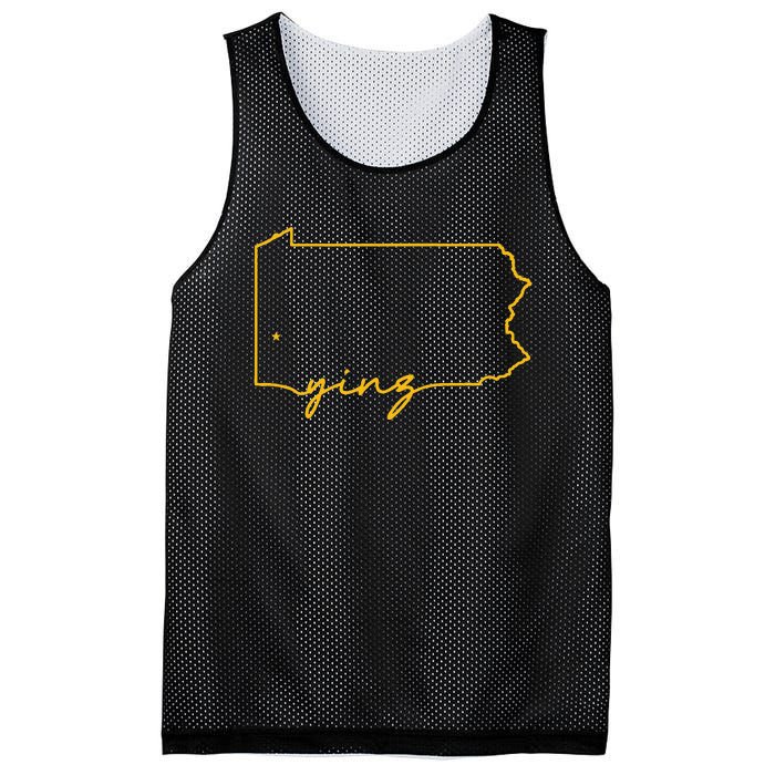 Retro Yinz Pittsburgh PA Home State Outline Mesh Reversible Basketball Jersey Tank