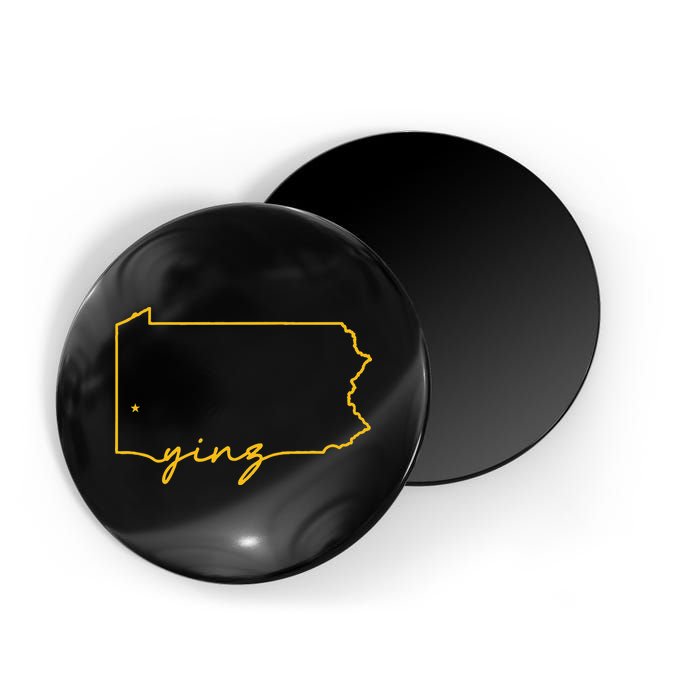 Retro Yinz Pittsburgh PA Home State Outline Magnet