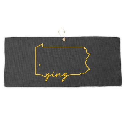 Retro Yinz Pittsburgh PA Home State Outline Large Microfiber Waffle Golf Towel