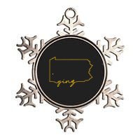 Retro Yinz Pittsburgh PA Home State Outline Metallic Star Ornament