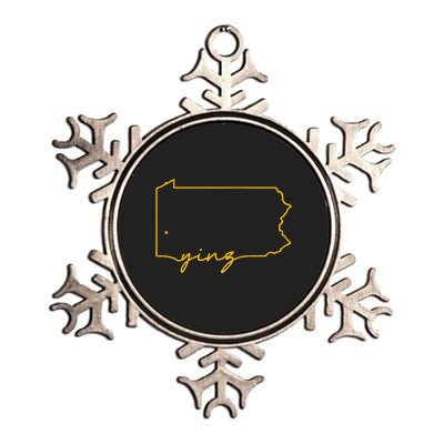 Retro Yinz Pittsburgh PA Home State Outline Metallic Star Ornament