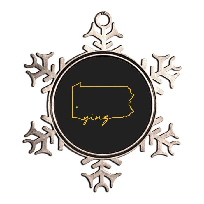 Retro Yinz Pittsburgh PA Home State Outline Metallic Star Ornament