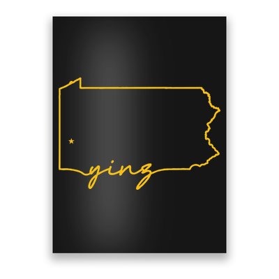 Retro Yinz Pittsburgh PA Home State Outline Poster