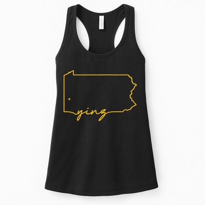 Retro Yinz Pittsburgh PA Home State Outline Womens Tank Top