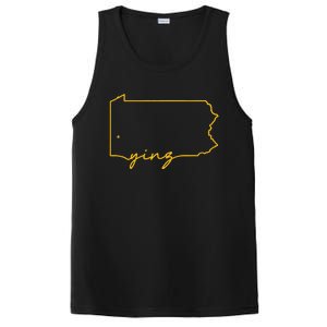 Retro Yinz Pittsburgh PA Home State Outline PosiCharge Competitor Tank