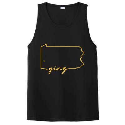 Retro Yinz Pittsburgh PA Home State Outline PosiCharge Competitor Tank